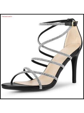 Stiletto Heel Strappy Rhinestone Open Toe Sandals